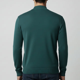 Hunter Green Traditional Fit Mockneck Sweater