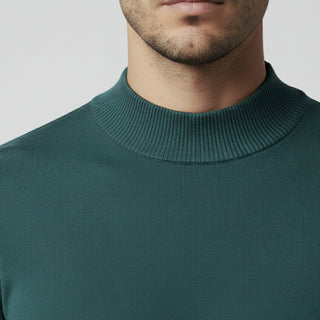 Hunter Green Traditional Fit Mockneck Sweater