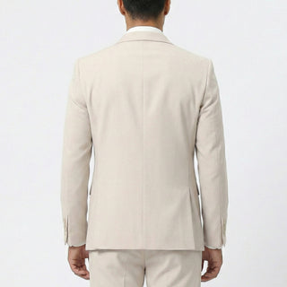 Joseph Michael 29105 Khaki Slim Fit Peak Lapel Vested Suit - Vest View