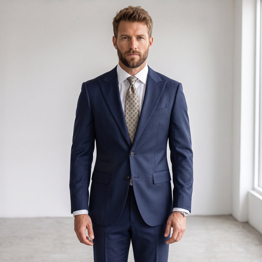 Ideal 4-Way Stretch 2-Piece Slim Fit Suit - Navy