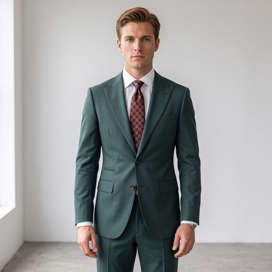 Ideal 4-Way Stretch 2-Piece Slim Fit Suit - Hunter Green