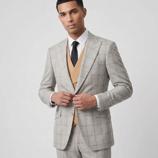 Pino Baldini Angelo Men's Camel 3-Piece Plaid Suit