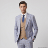 Pino Baldini Angelo Men's Steel Blue 3-Piece Plaid Suit