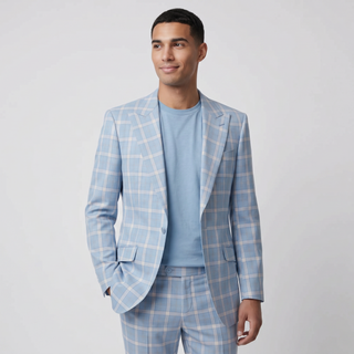 Pino Baldini Diego Men's Aqua 3-Piece Plaid Suit