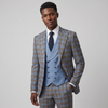Pino Baldini Ava Men's Indigo 3-Piece Plaid Suit