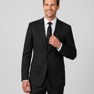 Joseph Michael Men's Black Modern Fit Sharkskin Suit — Notch Lapel