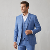 Joseph Michael Men's Blue 3-Piece Slim Fit Plaid Suit