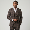 Joseph Michael Men's Brown 3-Piece Slim Fit Plaid Suit