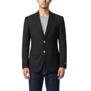 Joseph Michael Black 2 Button Notch Lapel Blazer — Gold Buttons