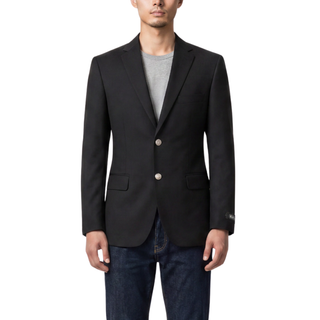 Joseph Michael Black 2 Button Notch Lapel Blazer — Silver Buttons