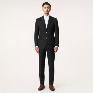 Joseph Michael Black 2 Button Notch Lapel Blazer — Silver Buttons