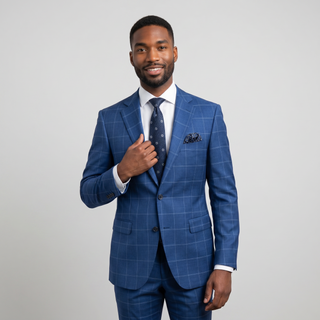 Stacy Adams Men's Blue 2-Piece Modern Fit Suit — Notch Lapel