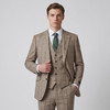 Joseph Michael Botura Men's Camel Modern Fit 3-Piece Plaid Suit