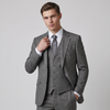Joseph Michael Puglia Men's Charcoal Modern Fit 3-Piece Plaid Suit