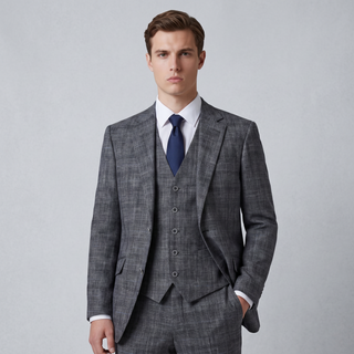 Joseph Michael Piazo Men's Charcoal Modern Fit 3-Piece Plaid Suit