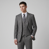 Joseph Michael Puglia Men's Charcoal Modern Fit 3-Piece Plaid Suit