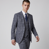 Joseph Michael Botura Men's Cobalt Modern Fit 3-Piece Plaid Suit