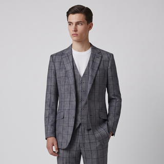 Joseph Michael Botura Men's Cobalt Modern Fit 3-Piece Plaid Suit