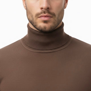 Brown Slim Fit Turtleneck Sweater