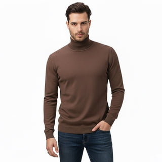 Brown Slim Fit Turtleneck Sweater