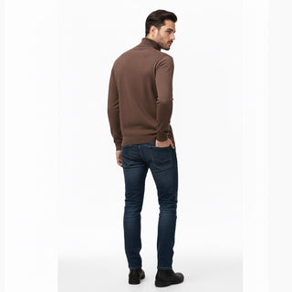 Brown Slim Fit Turtleneck Sweater