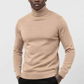 Camel Slim Fit Turtleneck Sweater