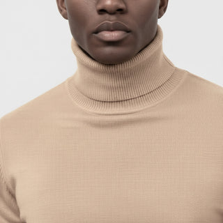 Camel Slim Fit Turtleneck Sweater