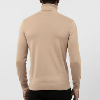 Camel Slim Fit Turtleneck Sweater