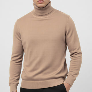 Camel Traditional Fit Turtleneck Sweater