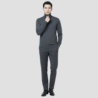 Charcoal Traditional Fit Turtleneck Sweater
