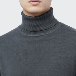 Charcoal Traditional Fit Turtleneck Sweater