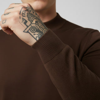 Brown Traditional Fit Mockneck Sweater