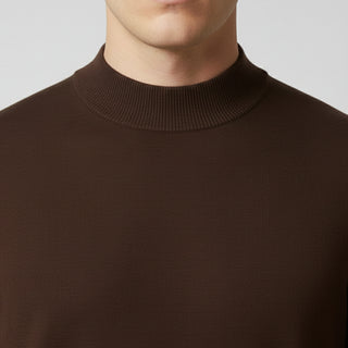 Brown Traditional Fit Mockneck Sweater