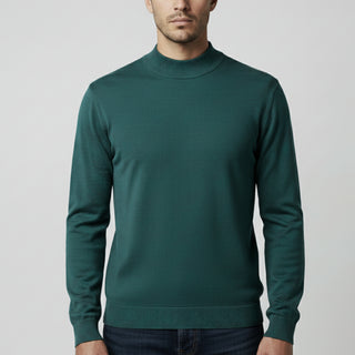 Hunter Green Traditional Fit Mockneck Sweater