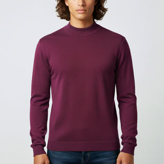 Burgundy Traditional Fit Mockneck Sweater