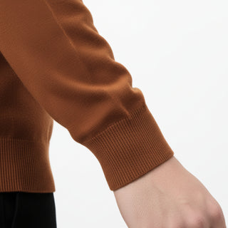 Rust Quarter-Zip Traditional Fit Pullover Sweater
