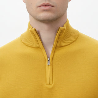 Mustard Quarter-Zip Traditional Fit Pullover Sweater