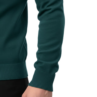 Hunter Green Quarter-Zip Traditional Fit Pullover Sweater