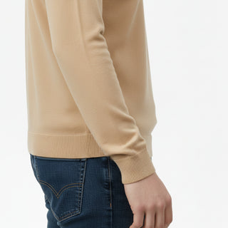 Camel Quarter-Zip Traditional Fit Pullover Sweater
