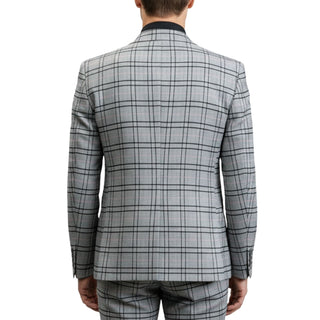 3 Piece Extrema Plaid Suit Grey 524