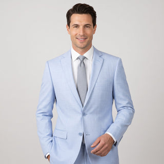 Joseph Michael Men's Sky Blue 2-Piece Modern Fit Sharkskin Suit — Notch Lapel