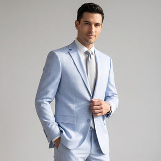 Joseph Michael Men's Sky Blue 2-Piece Modern Fit Sharkskin Suit — Notch Lapel