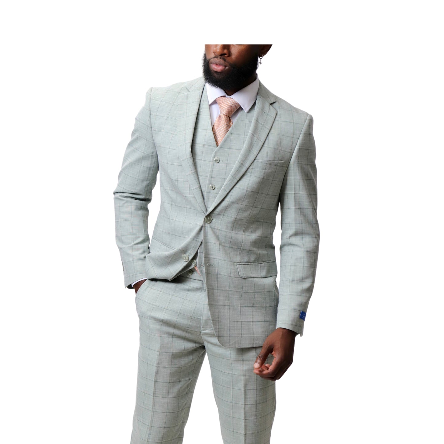 2Bvf100-Lr7001-8 Plaid Pino Baldini Vested Plaid Slim Fit Suits