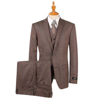 Light Brown Vested Sharkskin Suit