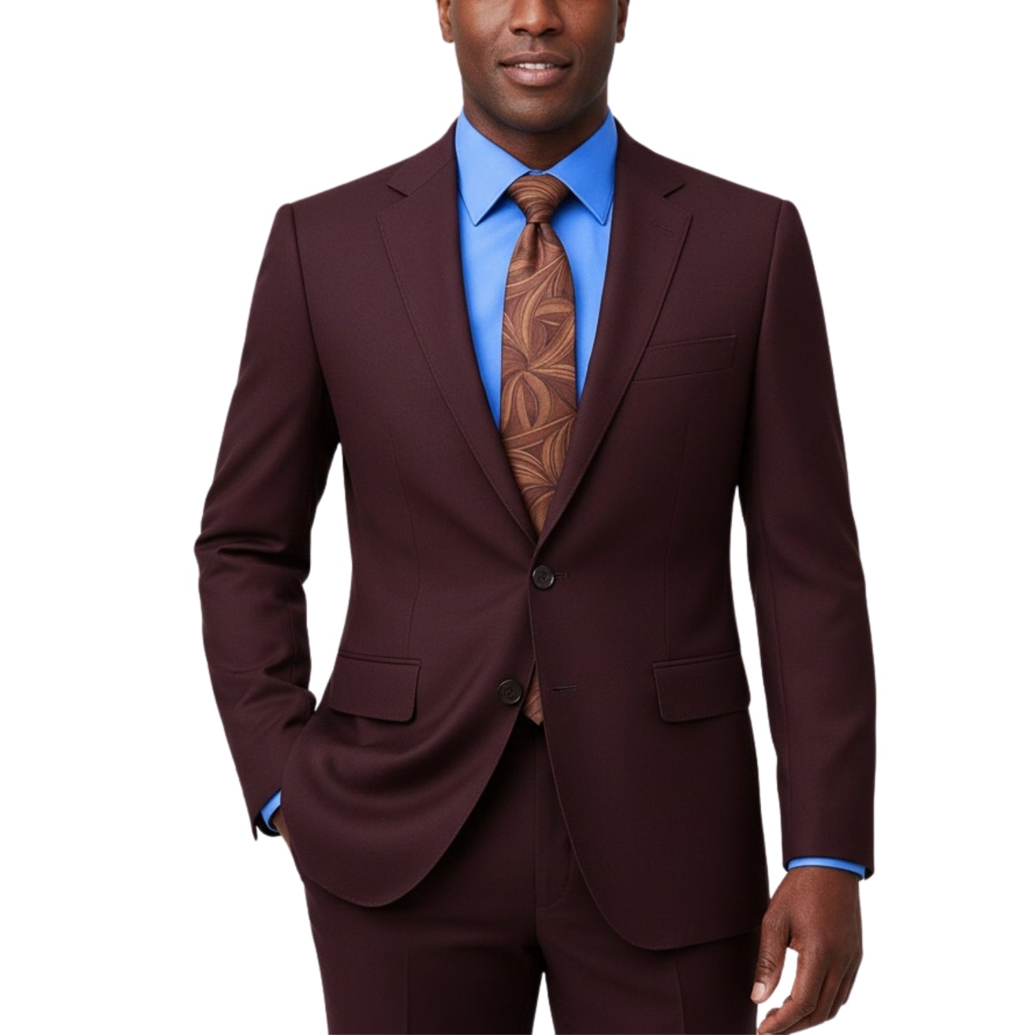 TIGLIO Burgundy Wool 2 Button Modern Fit Suit for Men - Slim Fit, Formal Business Wear, Premium Tailored Menswear 50R/44 TIGLIO Burgundy Wool 2 Button Modern Fit Suit for Men - Slim Fit, Formal Business Wear, Premium Tailored Menswear 50R/44