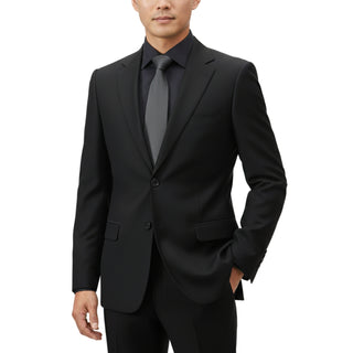 100% Wool 2 Button Modern Fit Black Suit