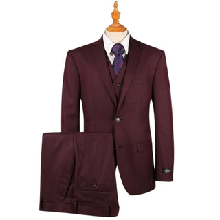 Burgundy Vested Sharkskin Suit