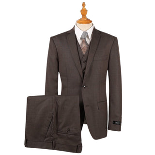 Brown Vested Sharkskin Suit