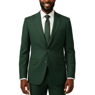 100% Wool 2 Button Modern Fit Hunter Green Suit