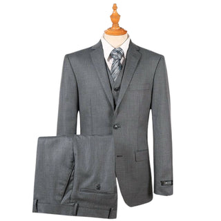 Grey Vested Sharkskin Suit